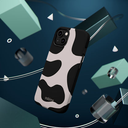 osbina | MagSafe compatible for iPhone | Prairie Chic Pink & Black Cow Print Phone Case | Modern Muse Collection
