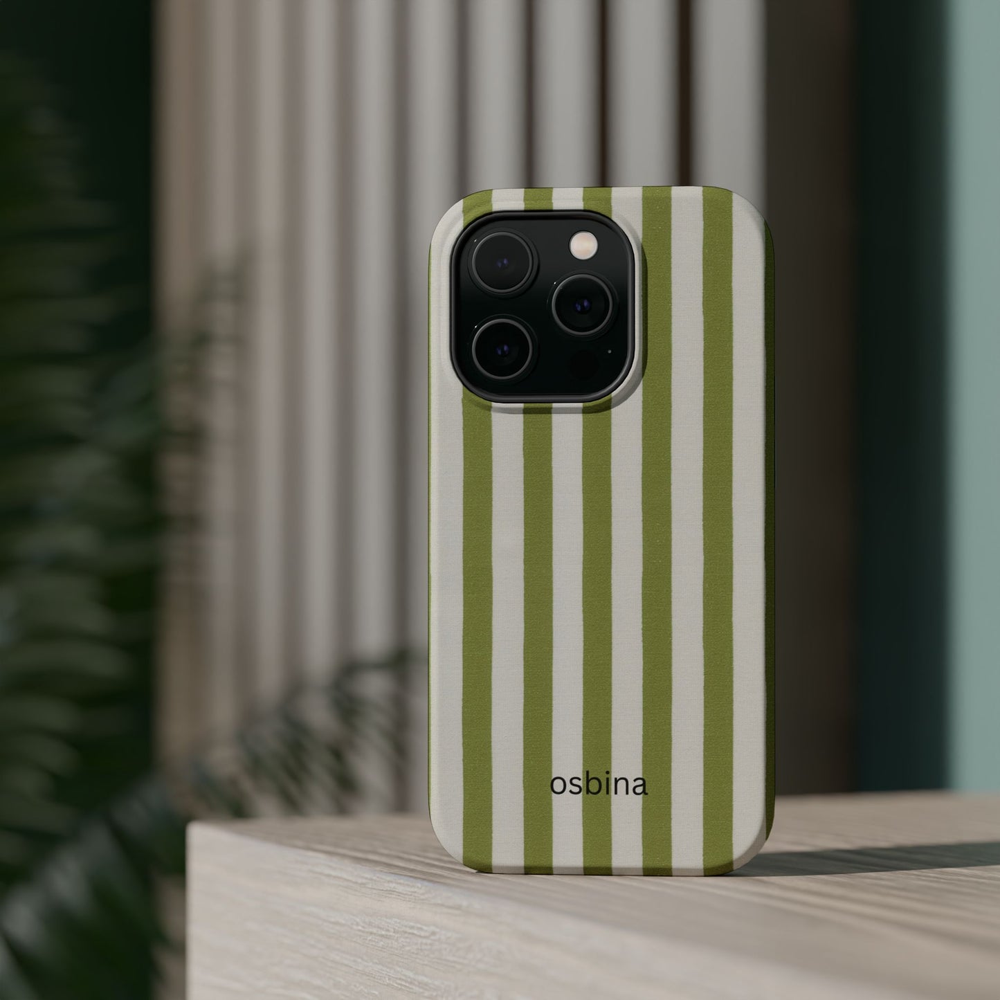 osbina | MagSafe compatible for iPhone | Verde Stripe Phone Case | Color Edit Collection