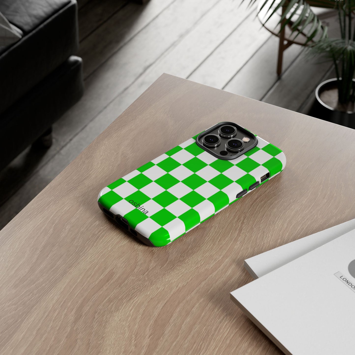 osbina | Neon Verdi Checks Phone Case | Color Edit Collection