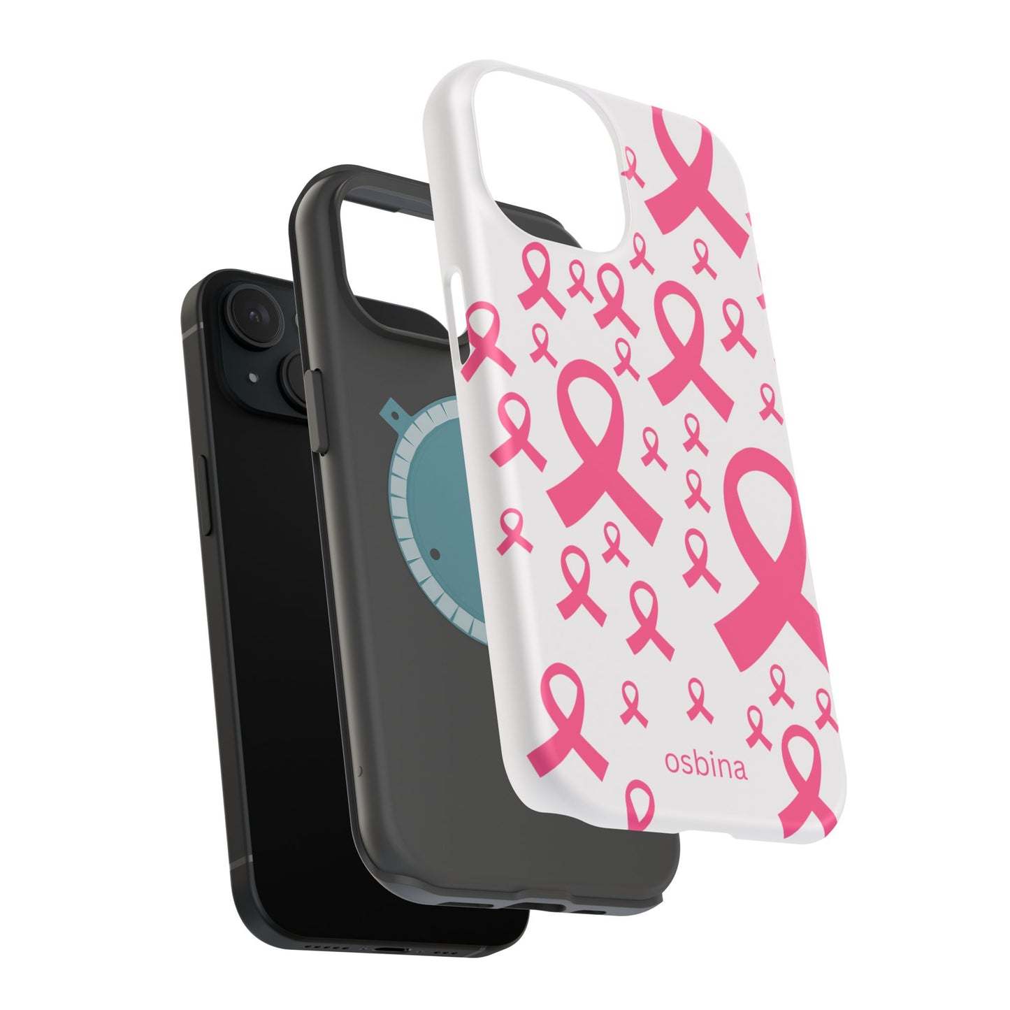 osbina |  MagSafe compatible for iPhone | Limited Edition Strength in Ribbons Case in Light Pink + Soft Pink + Hot Pink | The Pink October Collection | Inspired By