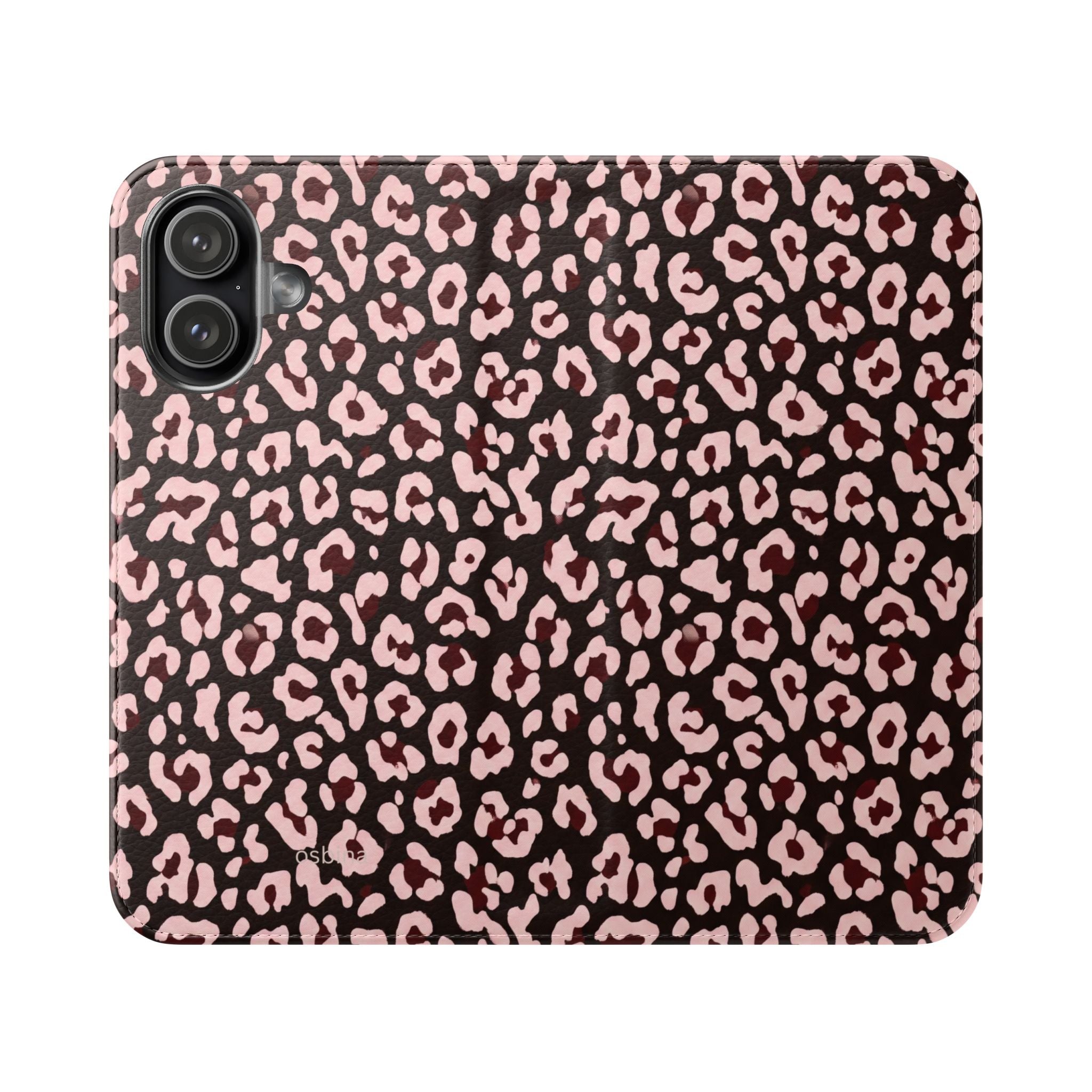 osbina | Wallet Flip Case for iPhone & Samsung | Chocolate Pink Leopard