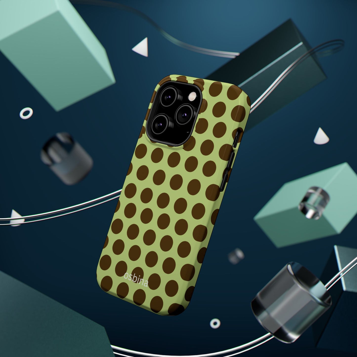osbina | MagSafe compatible for iPhone | Chartreuse Cocoa Dots Phone Case | Color Edit Collection