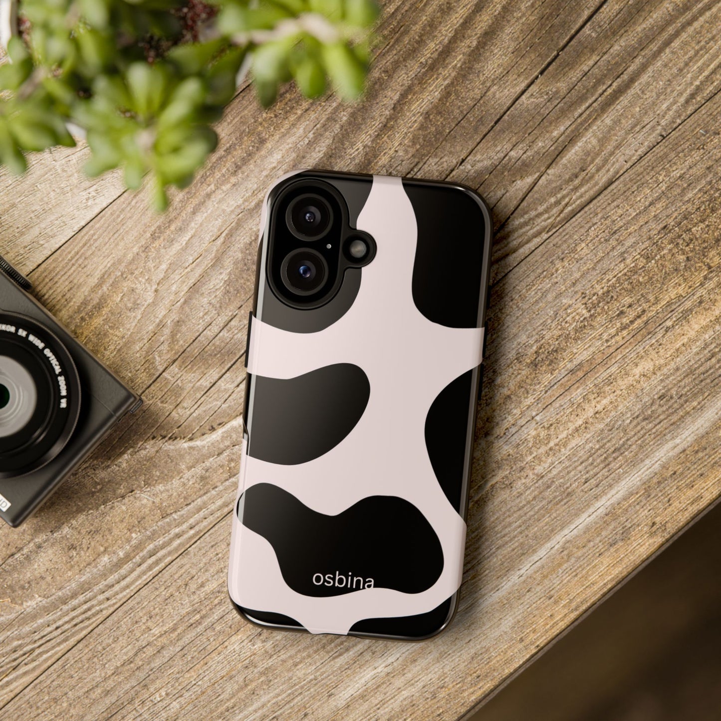 osbina | Prairie Chic Pink & Black Cow Print Phone Case | Modern Muse Collection