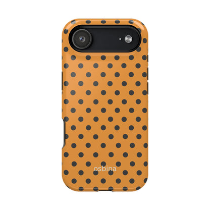 osbina | MagSafe Compatible for iPhone | Spot On Chic — The Orange + Black Polka Dot Case | The Season Collective