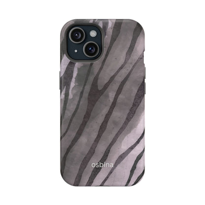 osbina | MagSafe Compatible for iPhone | Stripes on Point — The Muted Gray + Black Tiger Case | The Season Collective