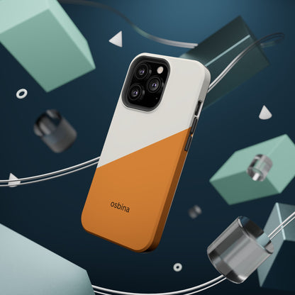 osbina | MagSafe Compatible for iPhone | Divide & Conquer — The Orange + White Split Diagonal Case | The Season Collective