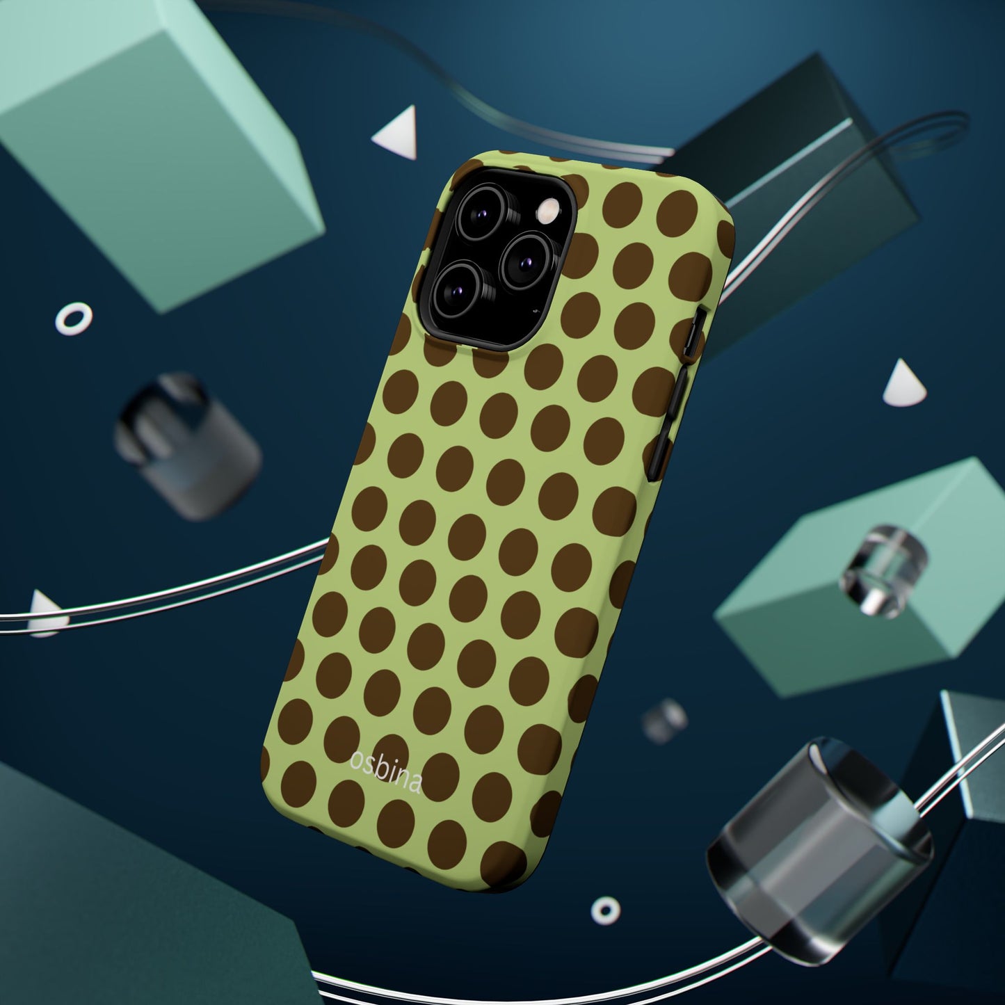 osbina | MagSafe compatible for iPhone | Chartreuse Cocoa Dots Phone Case | Color Edit Collection