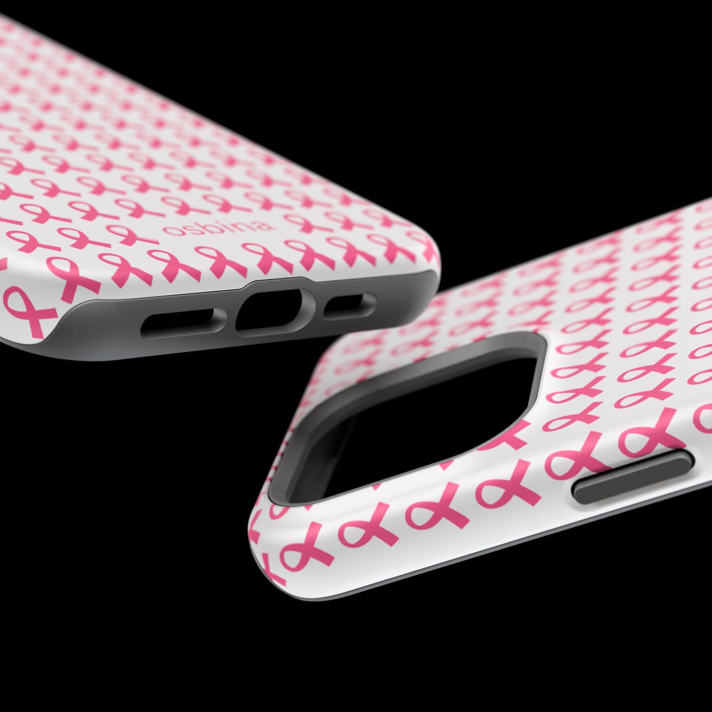 osbina |  MagSafe compatible for iPhone | Limited Edition The Side By Side Pink Ribbons Case in Light Pink + Soft Pink + Hot Pink | The Pink October Collection | Inspired By
