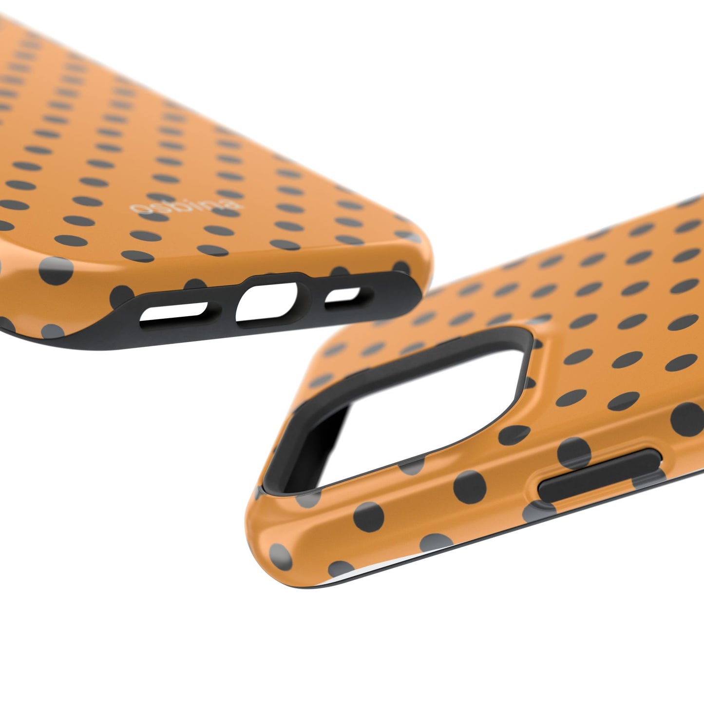 osbina | MagSafe Compatible for iPhone | Spot On Chic — The Orange + Black Polka Dot Case | The Season Collective
