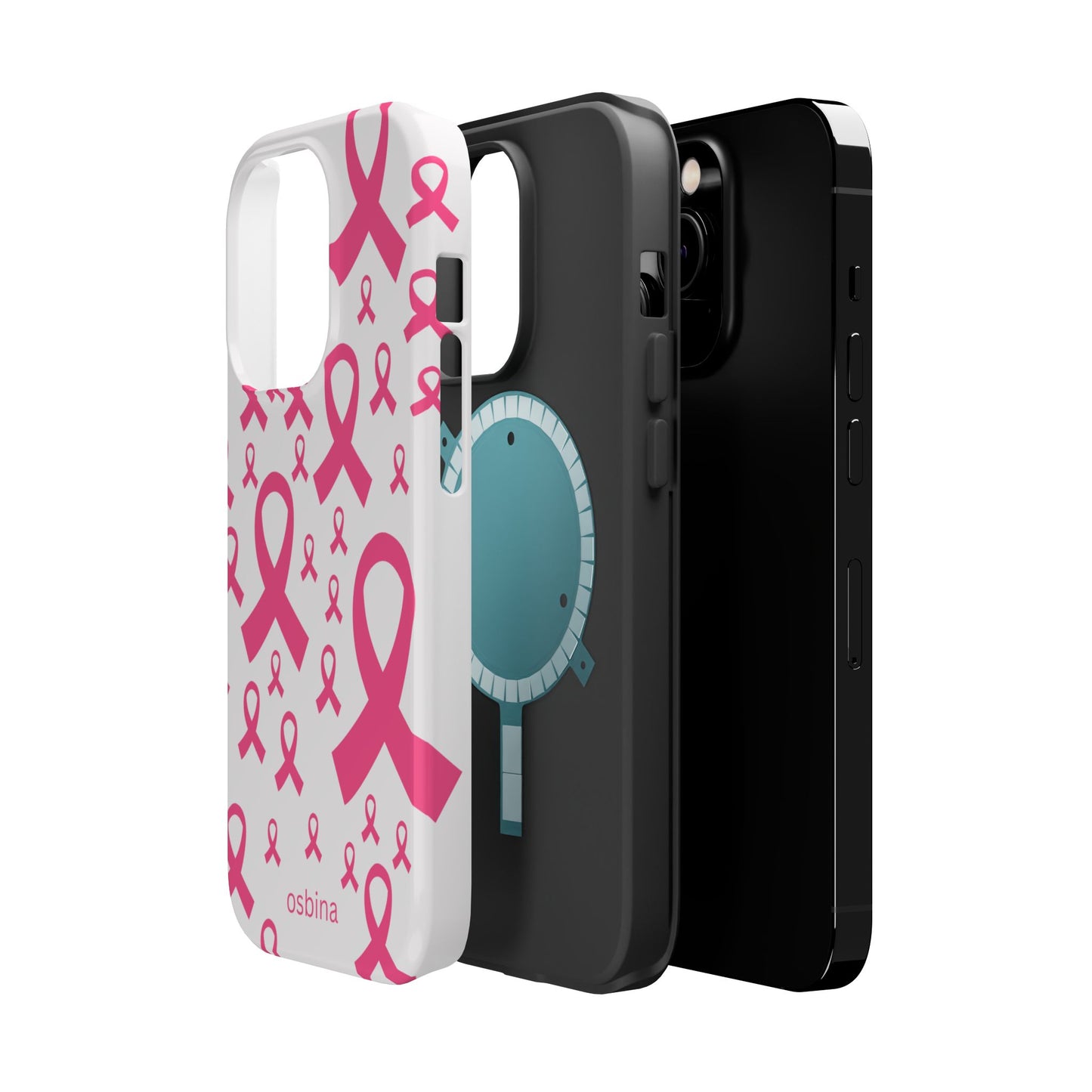 osbina |  MagSafe compatible for iPhone | Limited Edition Strength in Ribbons Case in Light Pink + Soft Pink + Hot Pink | The Pink October Collection | Inspired By