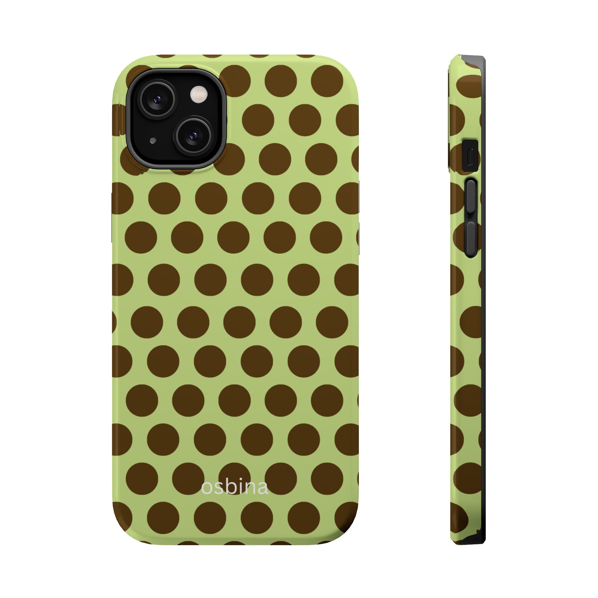 osbina | MagSafe for iPhone | Chartreuse Cocoa Dots Designer Case