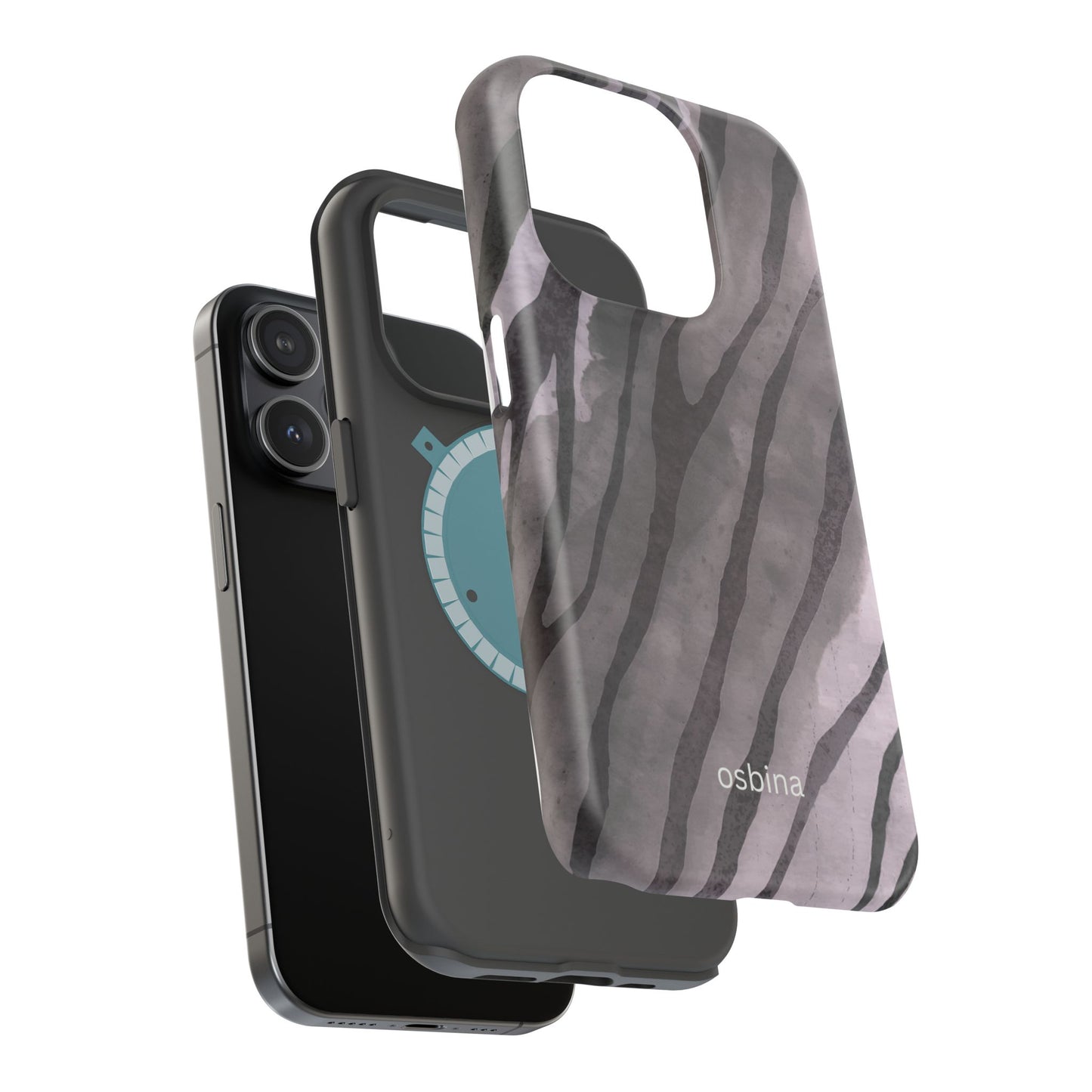 osbina | MagSafe Compatible for iPhone | Stripes on Point — The Muted Gray + Black Tiger Case | The Season Collective