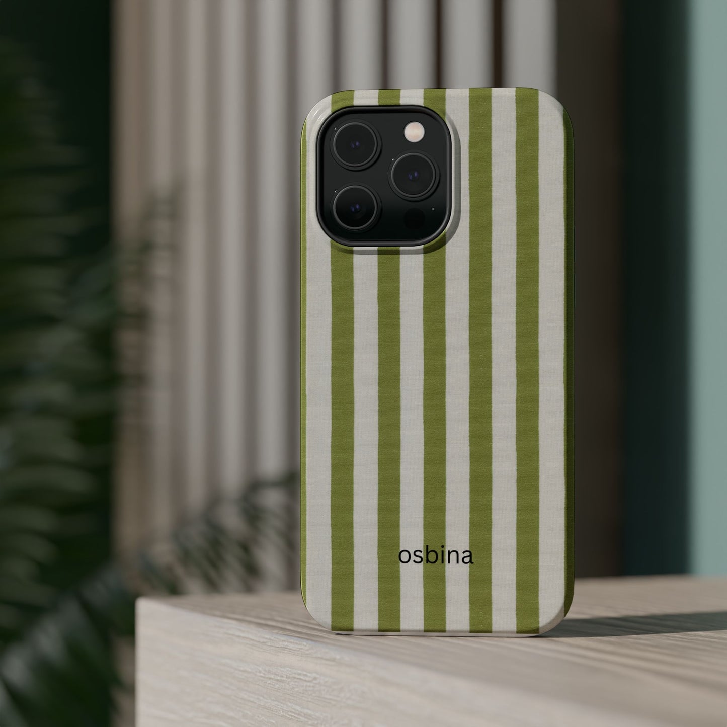 osbina | MagSafe compatible for iPhone | Verde Stripe Phone Case | Color Edit Collection