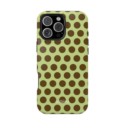 osbina | MagSafe compatible for iPhone | Chartreuse Cocoa Dots Phone Case | Color Edit Collection