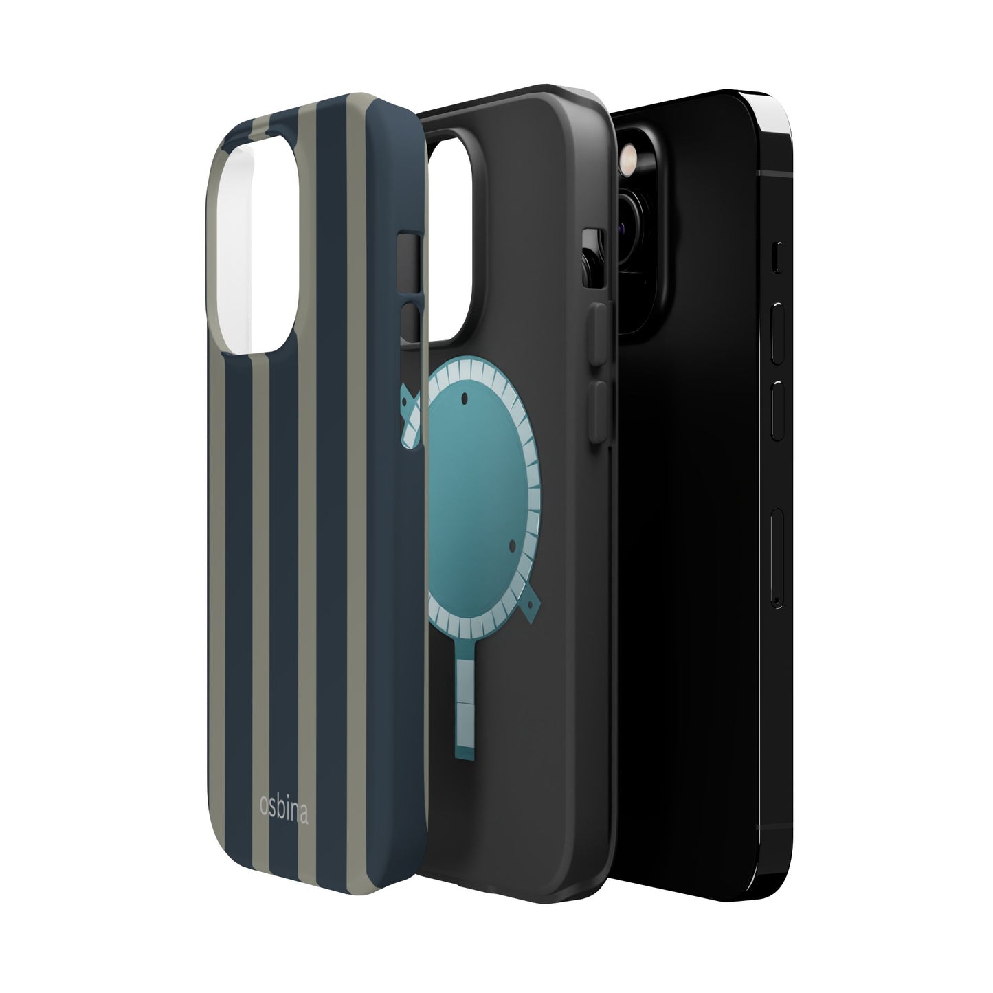 osbina | MagSafe compatible for iPhone | Grayhaven Navy & Gray Sophisticated Phone Case | Modern Muse Collection
