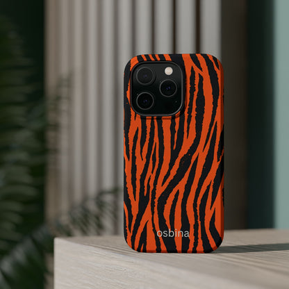osbina | MagSafe Compatible for iPhone | Tiger, But Make It Chic — The Bengal Stripe Case in Orange + Black | The Season Collective