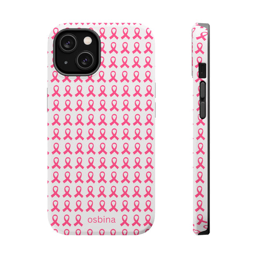 osbina |  MagSafe compatible for iPhone | Limited Edition The Side By Side Pink Ribbons Case in Light Pink + Soft Pink + Hot Pink | The Pink October Collection | Inspired By