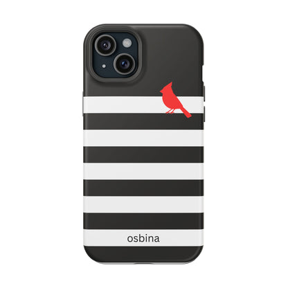 osbina | MagSafe compatible for iPhone | Redbird Edition Thinking of You Phone Case Black & White Stripe | Inspired By Collection
