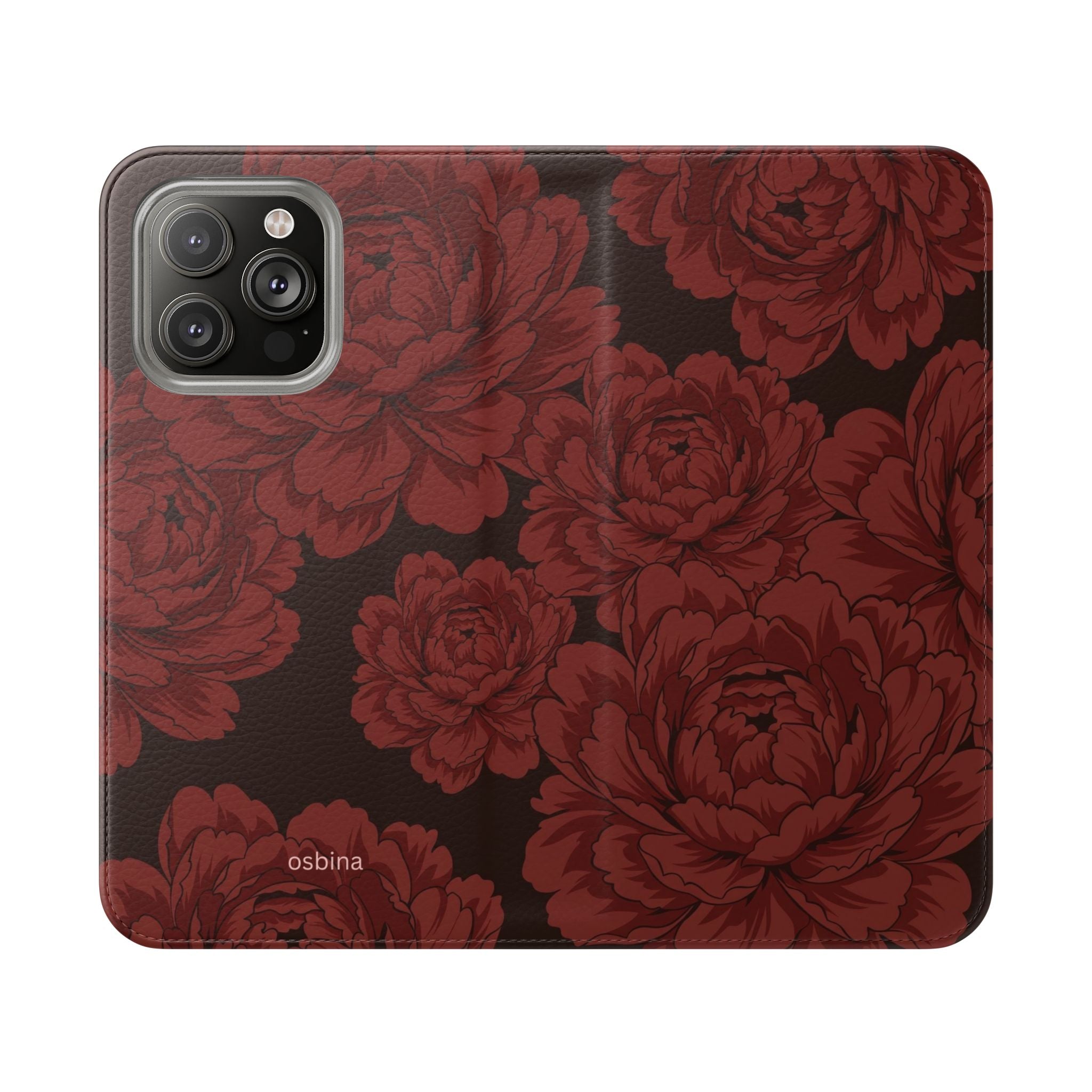 osbina | Wallet Flip Case for iPhone & Samsung | Oxblood Peony