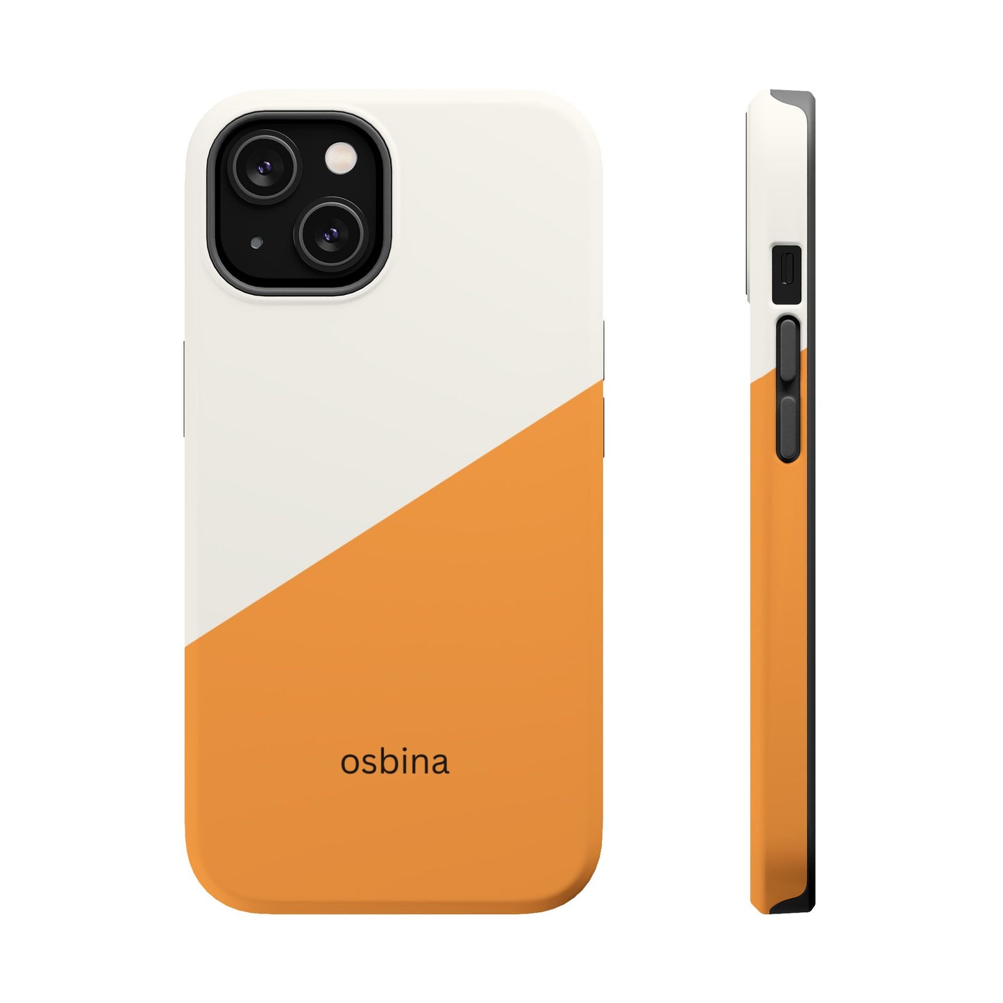 osbina | MagSafe Compatible for iPhone | Divide & Conquer — The Orange + White Split Diagonal Case | The Season Collective