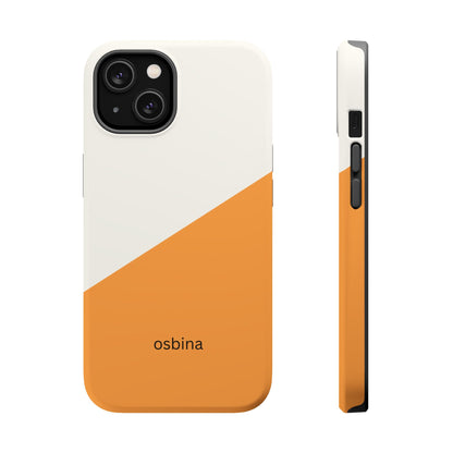 osbina | MagSafe Compatible for iPhone | Divide & Conquer — The Orange + White Split Diagonal Case | The Season Collective