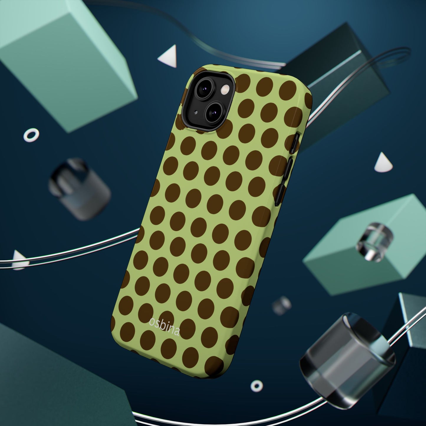 osbina | MagSafe compatible for iPhone | Chartreuse Cocoa Dots Phone Case | Color Edit Collection