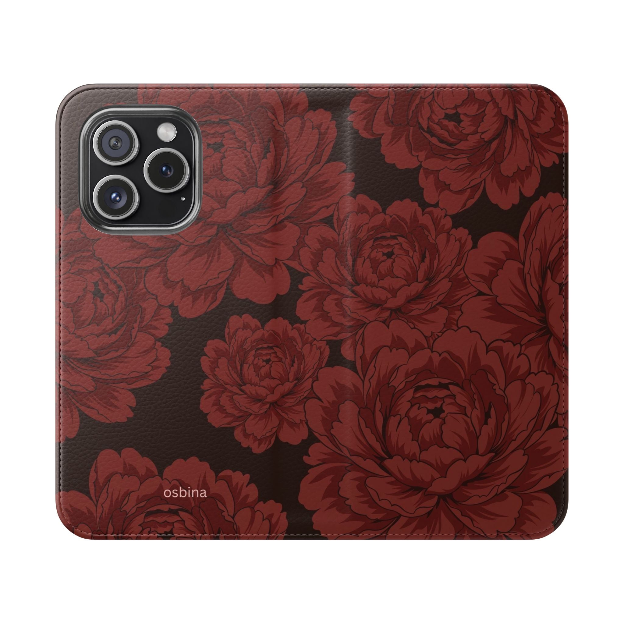 osbina | Wallet Flip Case for iPhone & Samsung | Oxblood Peony