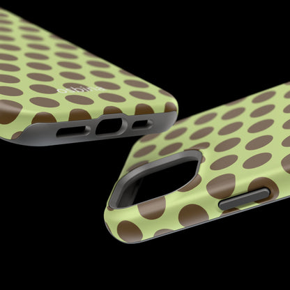 osbina | MagSafe compatible for iPhone | Chartreuse Cocoa Dots Phone Case | Color Edit Collection