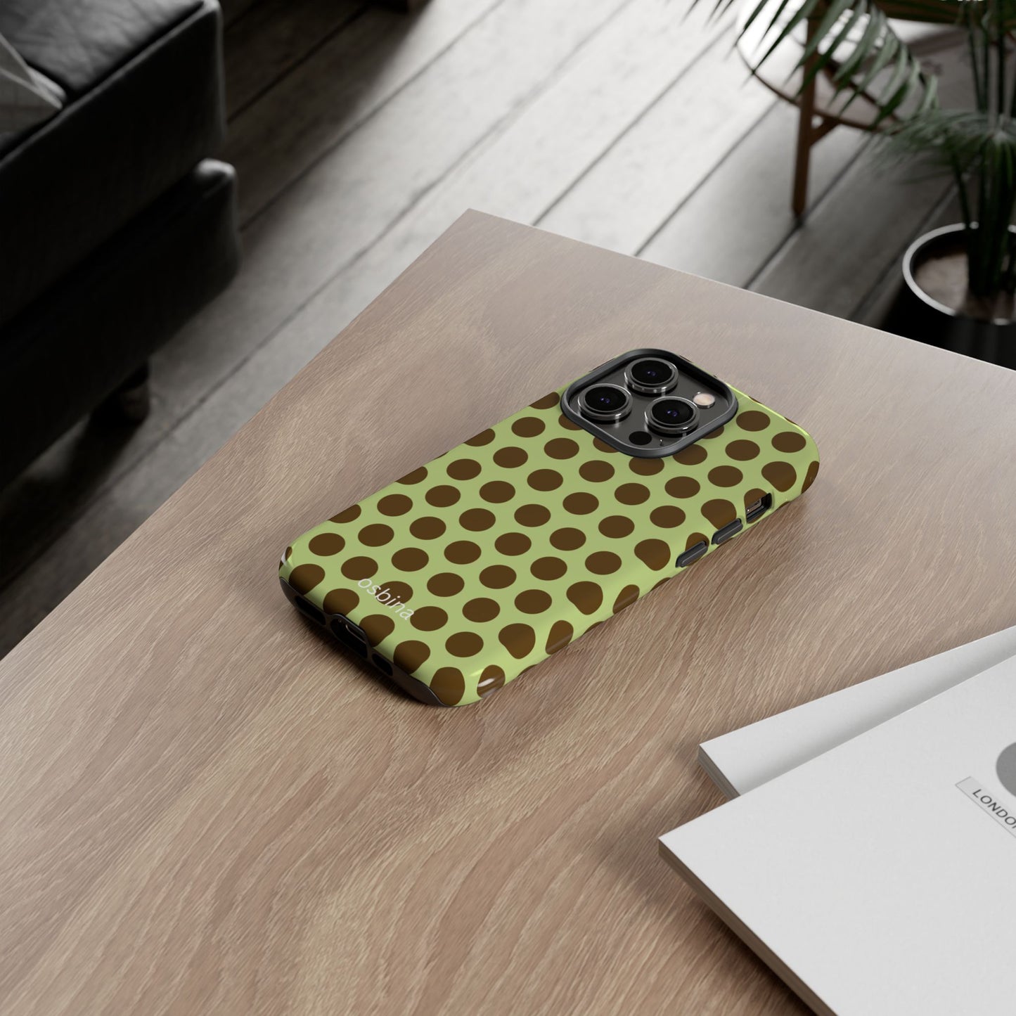 osbina | Chartreuse Cocoa Dots Designer Case