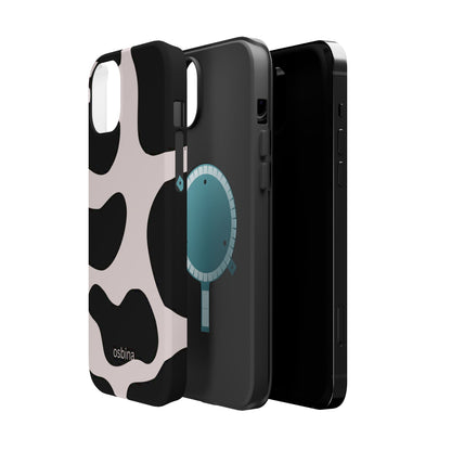 osbina | MagSafe compatible for iPhone | Prairie Chic Pink & Black Cow Print Phone Case | Modern Muse Collection