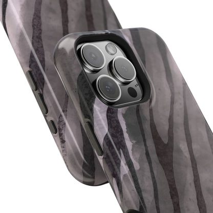 osbina | MagSafe Compatible for iPhone | Stripes on Point — The Muted Gray + Black Tiger Case | The Season Collective
