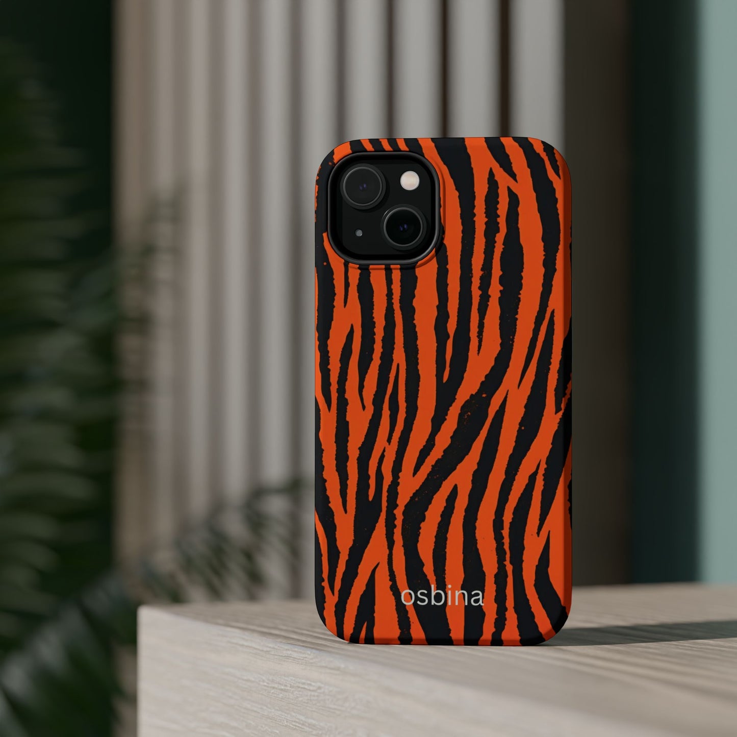 osbina | MagSafe Compatible for iPhone | Tiger, But Make It Chic — The Bengal Stripe Case in Orange + Black | The Season Collective