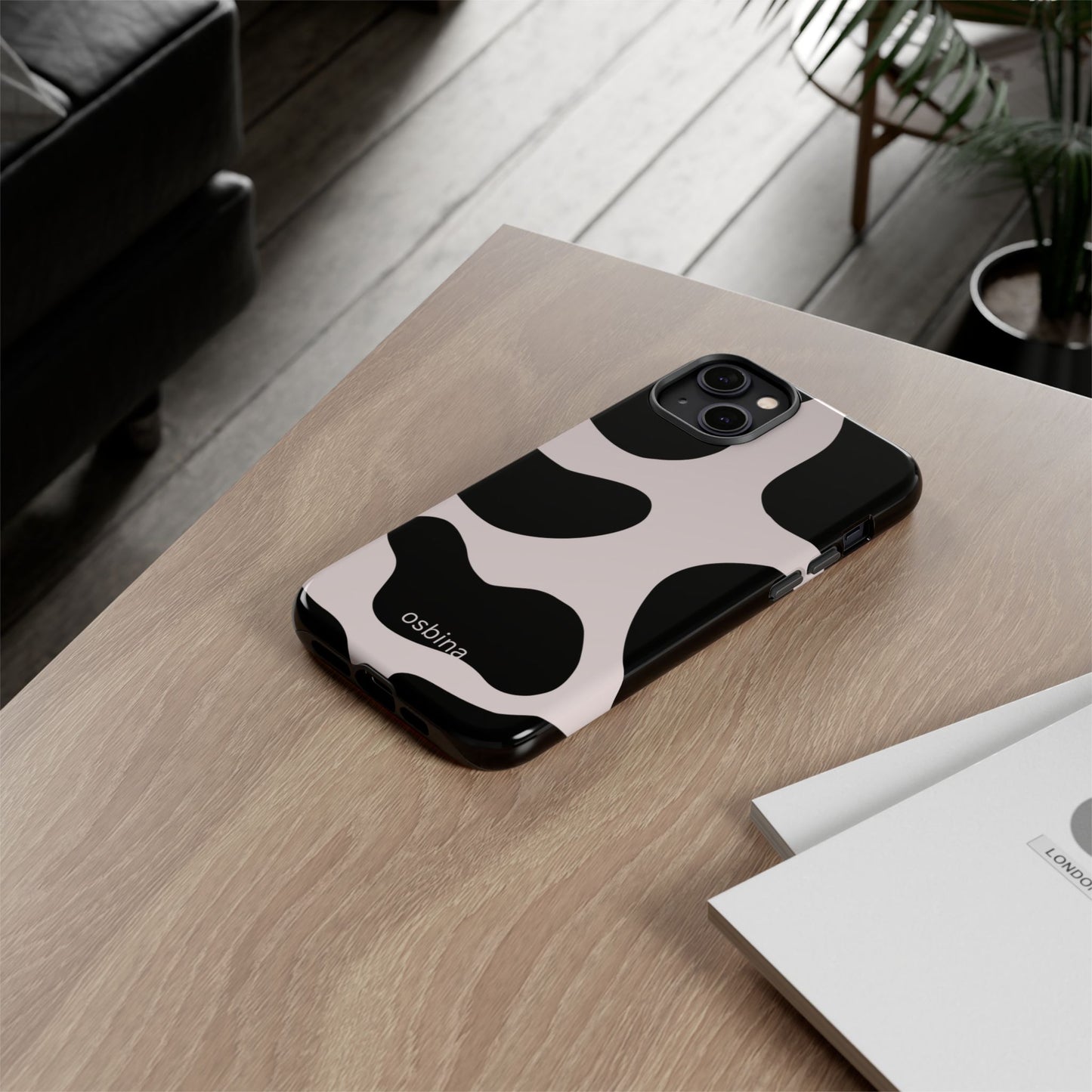 osbina | Prairie Chic Pink & Black Cow Print Phone Case | Modern Muse Collection