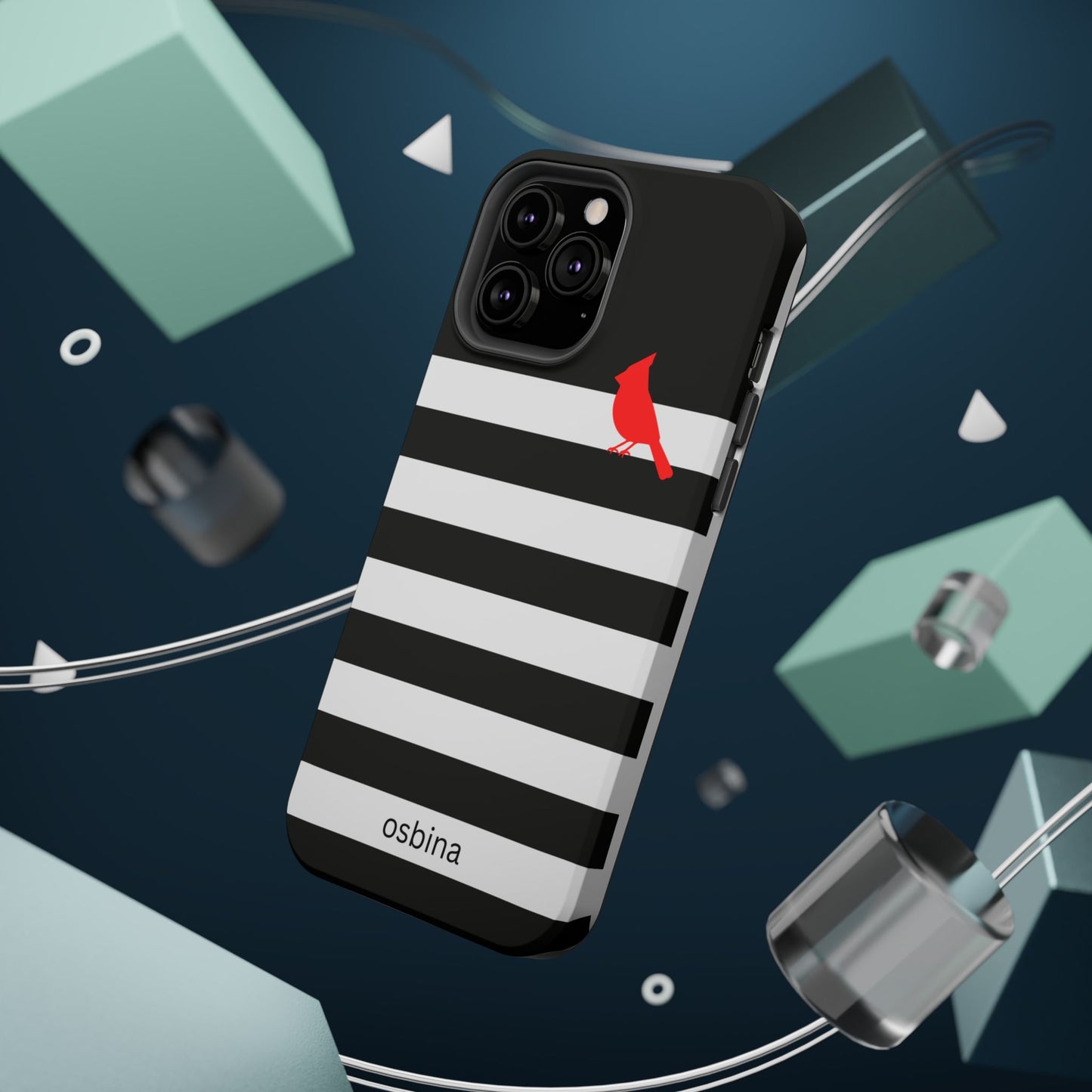 osbina | MagSafe compatible for iPhone | Redbird Edition Thinking of You Phone Case Black & White Stripe | Inspired By Collection