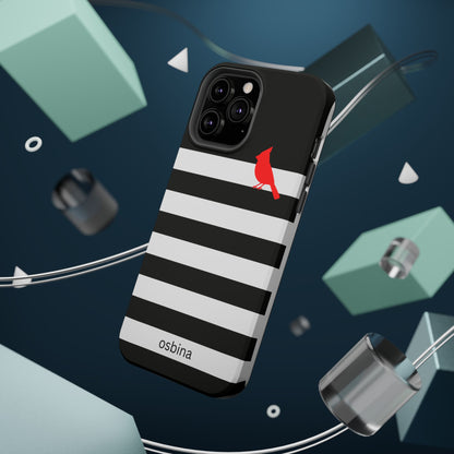 osbina | MagSafe compatible for iPhone | Redbird Edition Thinking of You Phone Case Black & White Stripe | Inspired By Collection
