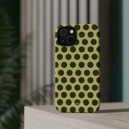 osbina | MagSafe compatible for iPhone | Chartreuse Cocoa Dots Phone Case | Color Edit Collection