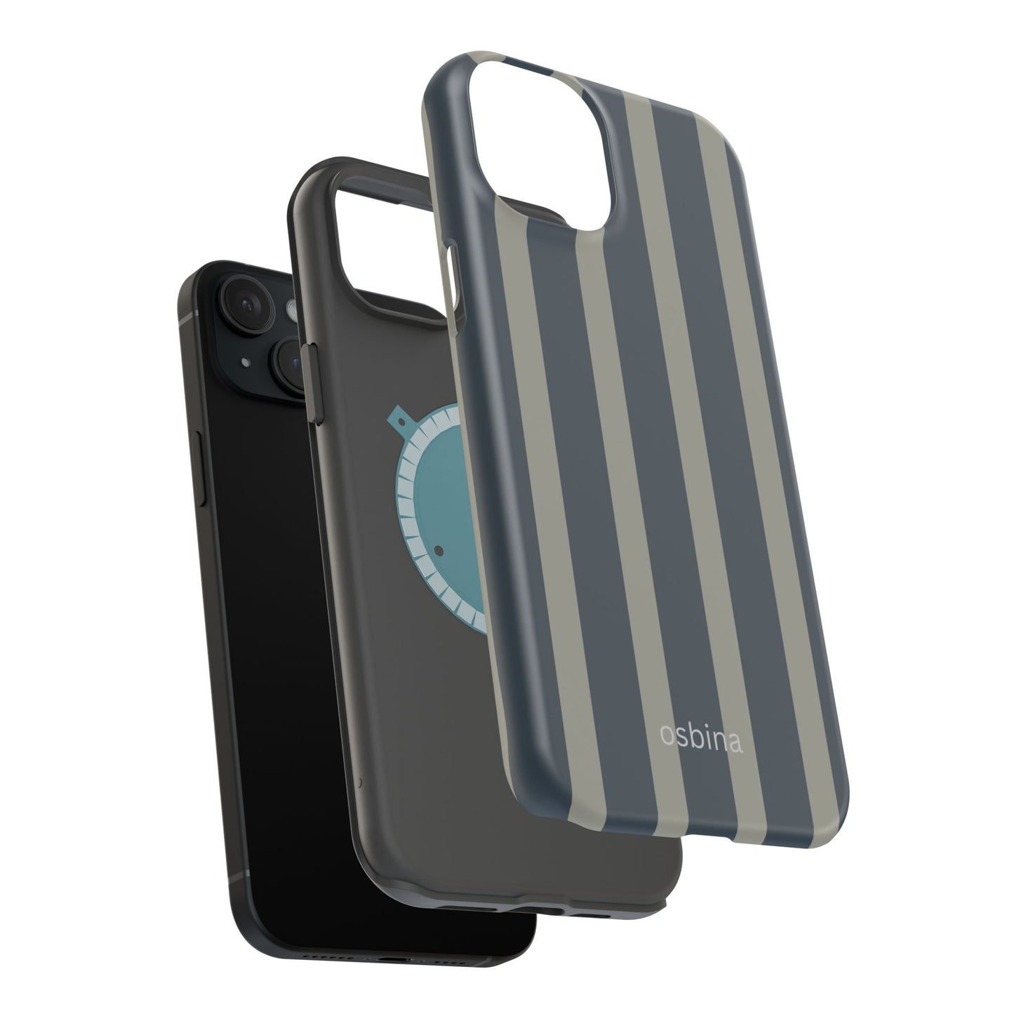 osbina | MagSafe compatible for iPhone | Grayhaven Navy & Gray Sophisticated Phone Case | Modern Muse Collection