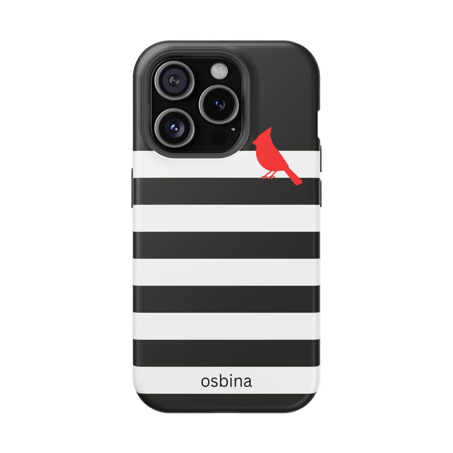 osbina | MagSafe compatible for iPhone | Redbird Edition Thinking of You Phone Case Black & White Stripe | Inspired By Collection