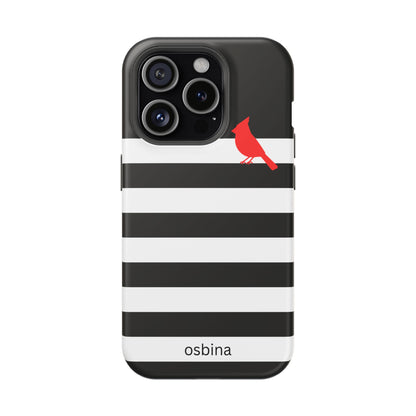 osbina | MagSafe compatible for iPhone | Redbird Edition Thinking of You Phone Case Black & White Stripe | Inspired By Collection
