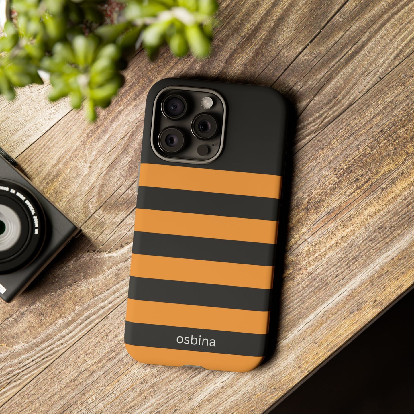 osbina | The Horizon Stripe Case in Black + Orange | The Season Collective