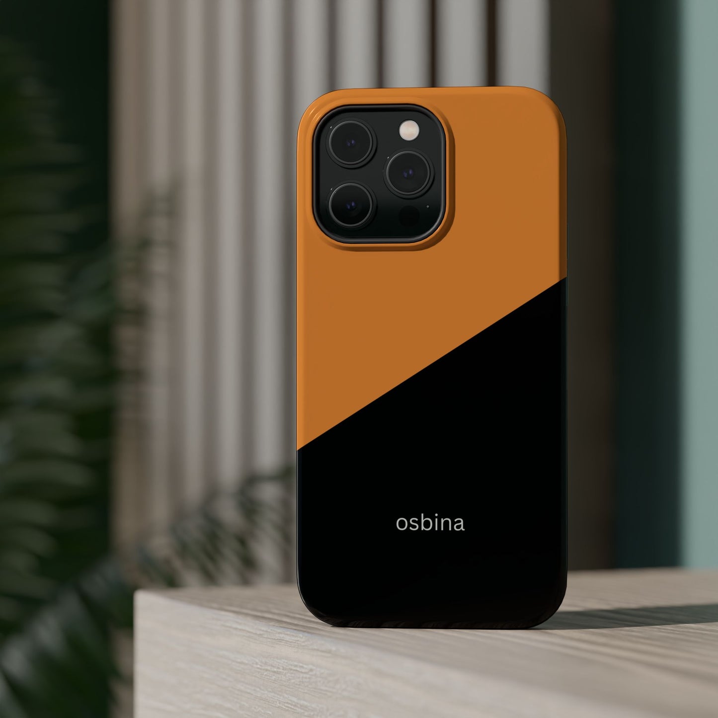 osbina | MagSafe Compatible for iPhone | Bold Moves Only — The Orange + Black Split Diagonal Case | The Season Collective