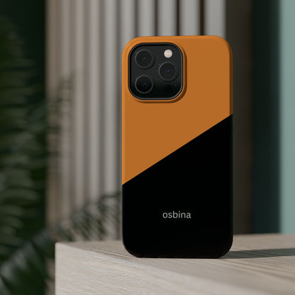 osbina | MagSafe Compatible for iPhone | Bold Moves Only — The Orange + Black Split Diagonal Case | The Season Collective