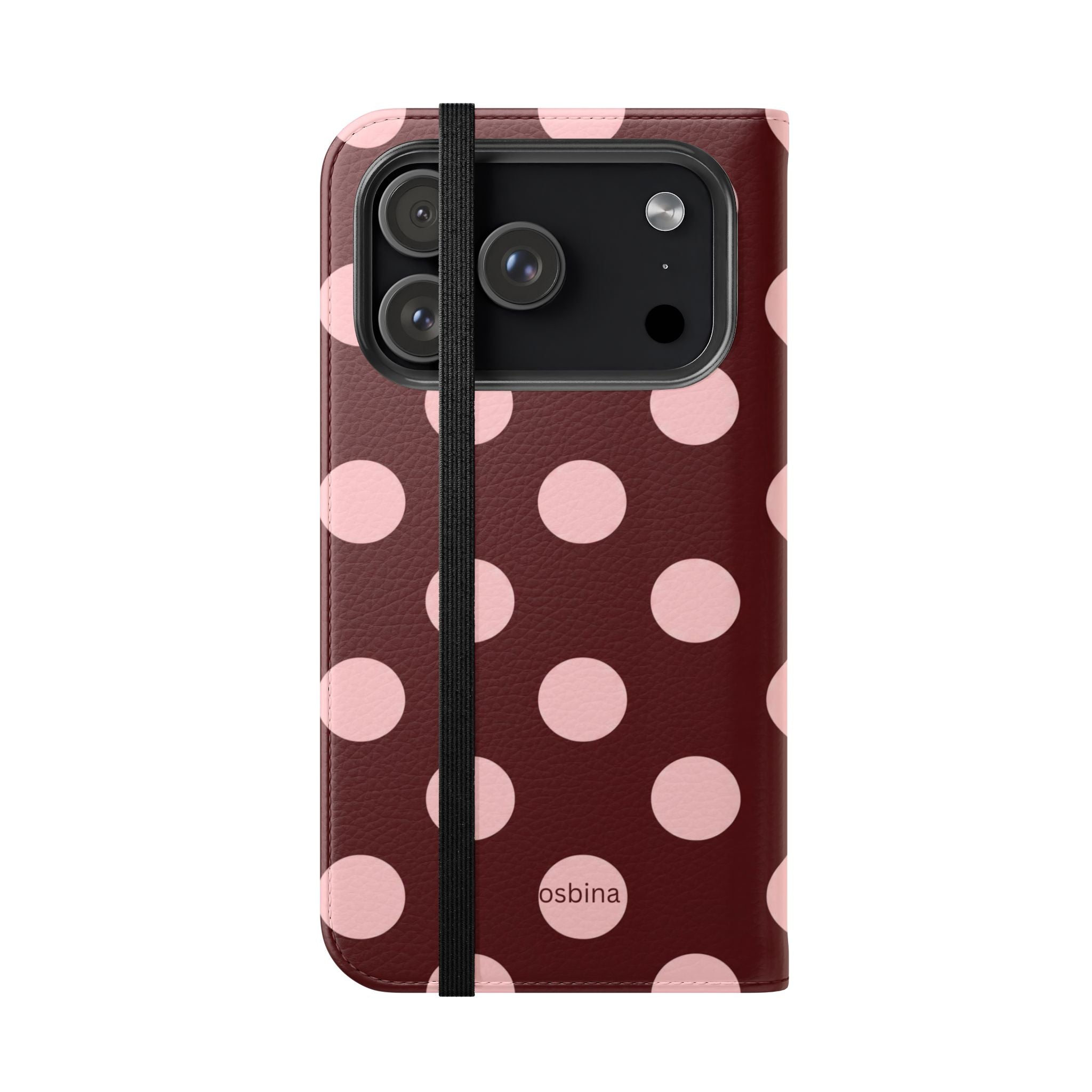 osbina | Wallet Flip Case for iPhone & Samsung | Oxblood Dot