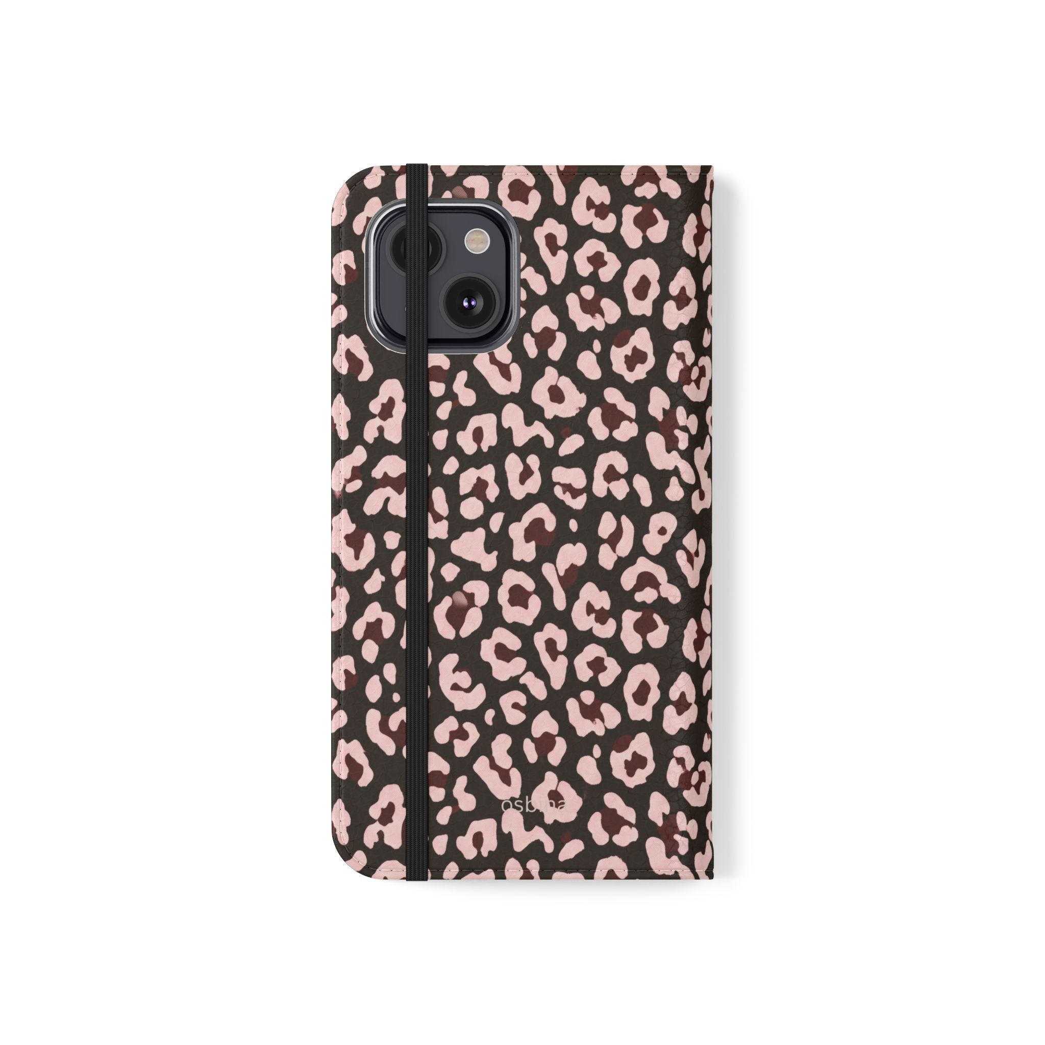 osbina | Wallet Flip Case for iPhone & Samsung | Chocolate Pink Leopard
