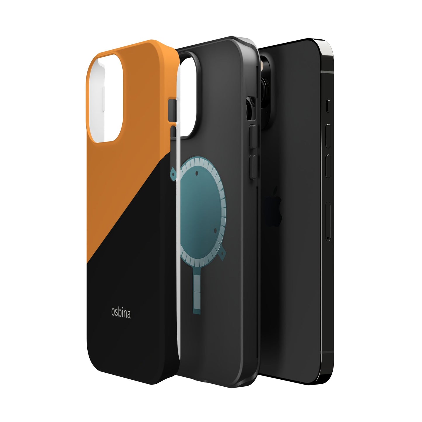 osbina | MagSafe Compatible for iPhone | Bold Moves Only — The Orange + Black Split Diagonal Case | The Season Collective
