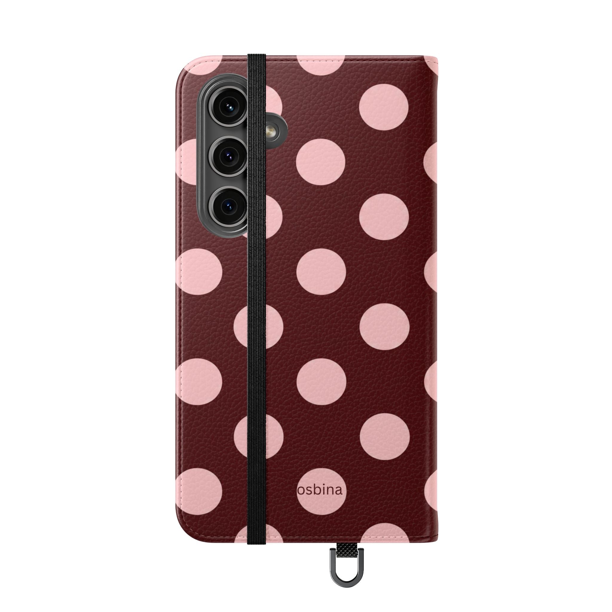 osbina | Wallet Flip Case for iPhone & Samsung | Oxblood Dot