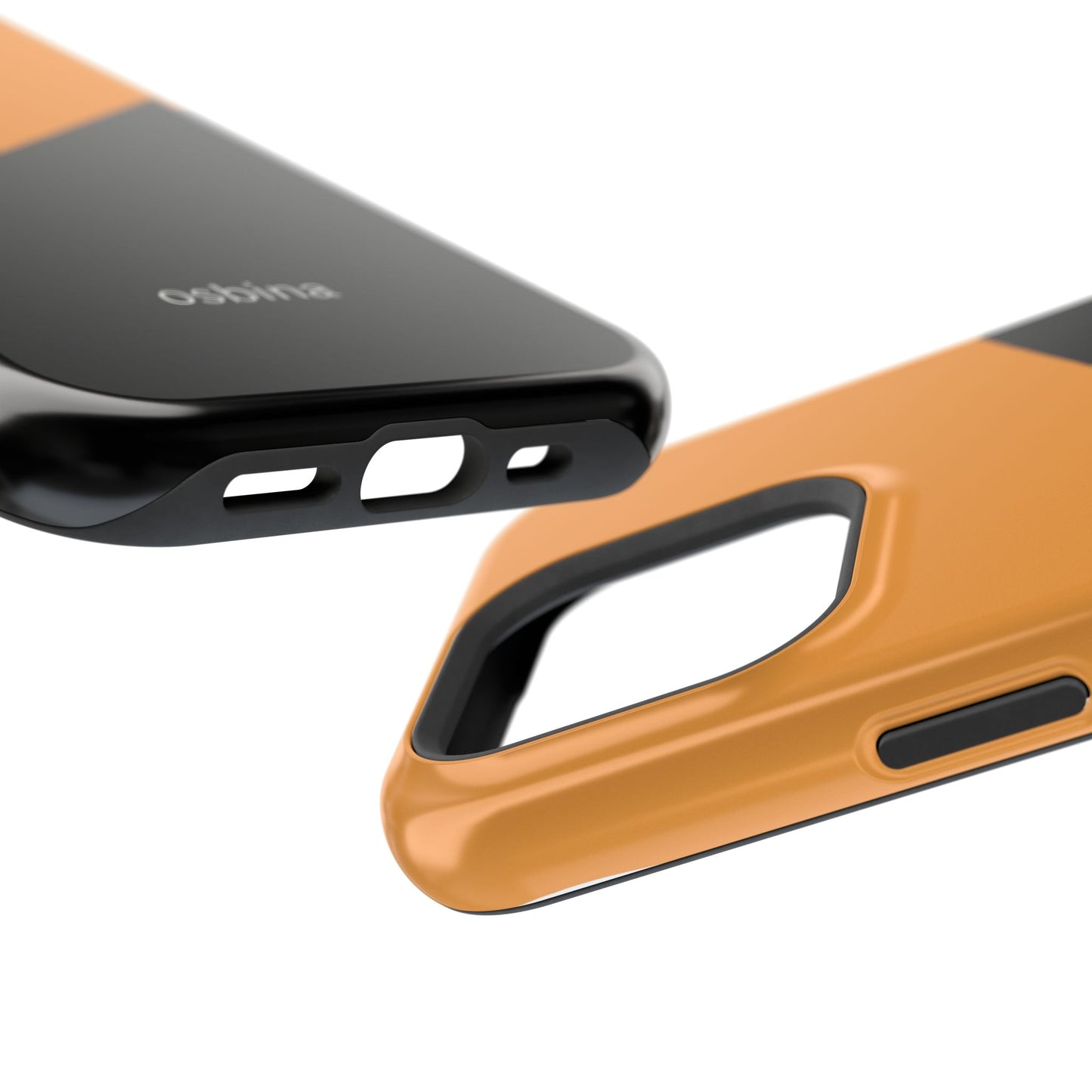 osbina | MagSafe Compatible for iPhone | Bold Moves Only — The Orange + Black Split Diagonal Case | The Season Collective