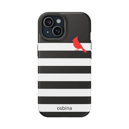 osbina | MagSafe compatible for iPhone | Redbird Edition Thinking of You Phone Case Black & White Stripe | Inspired By Collection
