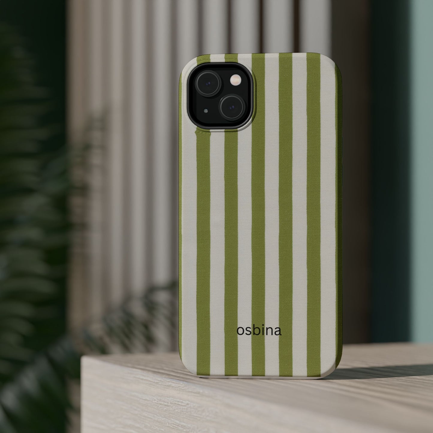 osbina | MagSafe compatible for iPhone | Verde Stripe Phone Case | Color Edit Collection