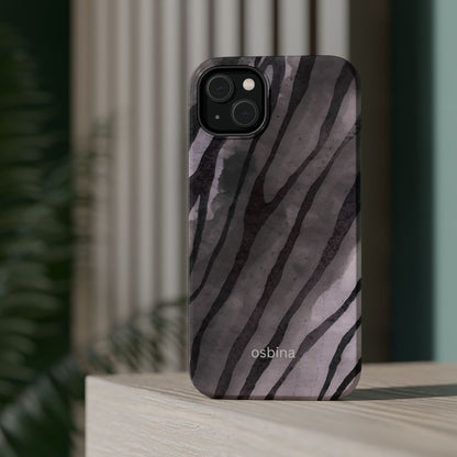 osbina | MagSafe Compatible for iPhone | Stripes on Point — The Muted Gray + Black Tiger Case | The Season Collective
